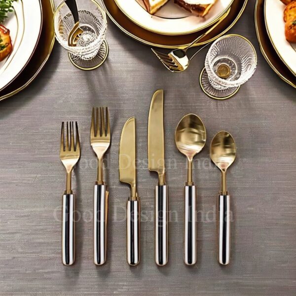Resin Handle Black and White strip Flatware set