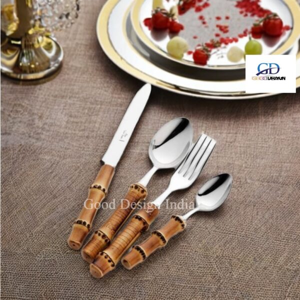 Resin Handle Black and White strip Flatware set - Image 2