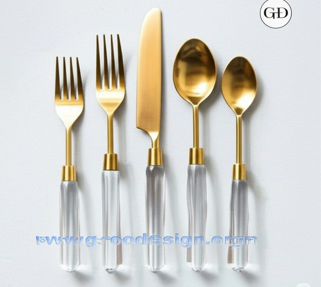 Acrylic Handle Gold PVD Cutlery Flatware Set