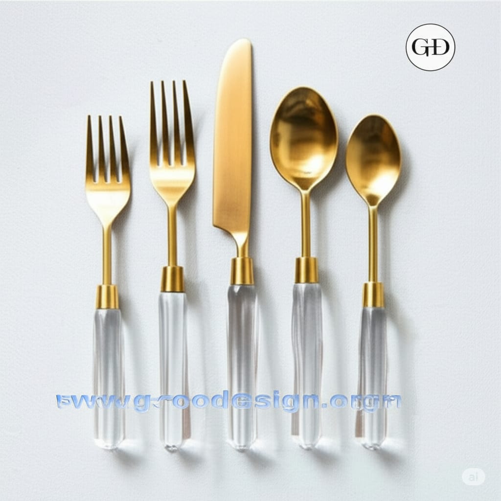 Acrylic Handle Gold PVD Cutlery Set